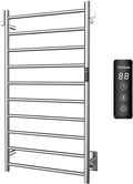 P&Dlusir Towel Warmer, Heated Towel Rack with Smart Timer and Thermo Control, Wall-Mounted Heated Towel Rail, Stainless Steel, Hard-Wired/Plug-in, Polished, 10 bar