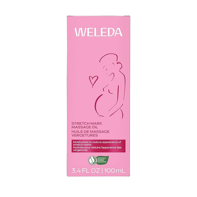 Weleda Stretch Mark Pregnancy Massage Oil, 3.4 Fluid Ounce, Plant Rich Oil with Vitamin E, Sweet Almond, Jojoba and Arnica Oils