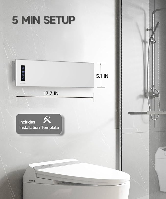 Hot Towel Warmer, Small Towel Warmer Rack Wall-Mounted, LED Control with Built-in Timer & Temperature, 17.7" x 5.1", Max 140°F, Plug-in, Fast Heating, Brushed Silver