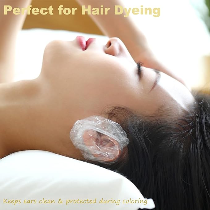 Disposable Ear Covers – 600 Pcs Soft Elastic Plastic Ear Caps for Hair Dye, Piercing Aftercare, Salon, Spa, Home & Travel