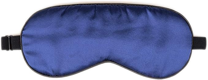 100% Mulberry Silk Sleep Mask Blackout, Cute Natural Sleeping Mask with Adjustable Elastic Strap, Satin Eye Cover for Men Women Adults (Navy Blue)