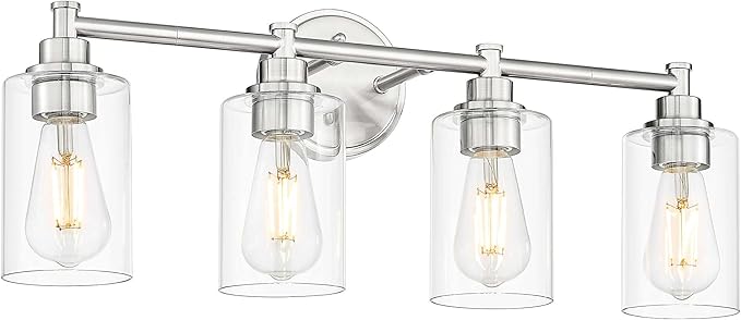 FEMILA Modern Vanity Light - 25" Brushed Nickel, Bathroom Light Fixture Over Mirror, E26 Base, 4FYC56B-4W BN