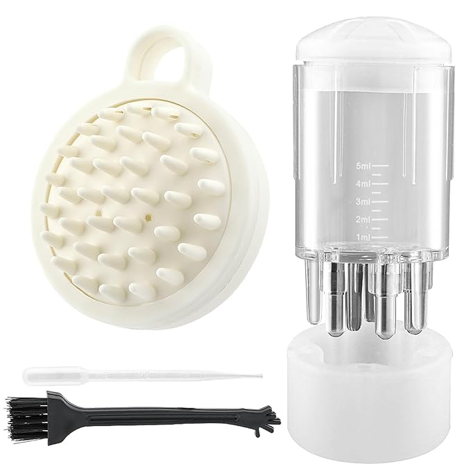 4pcs Scalp Applicator Comb Set with Scalp Applicator Comb, Hair Comb and Hair Oil Applicator Bottle Brush for Scalp Massager and Hair Growth Care(white)