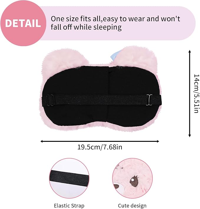 PERFECTSIGHT Sleep Eye Masks, Cute Sleep Eye Cover Lightweight Adjustable Eyeshade Mask Cover for Women Men Sleep Travel Nap, Lace Bear