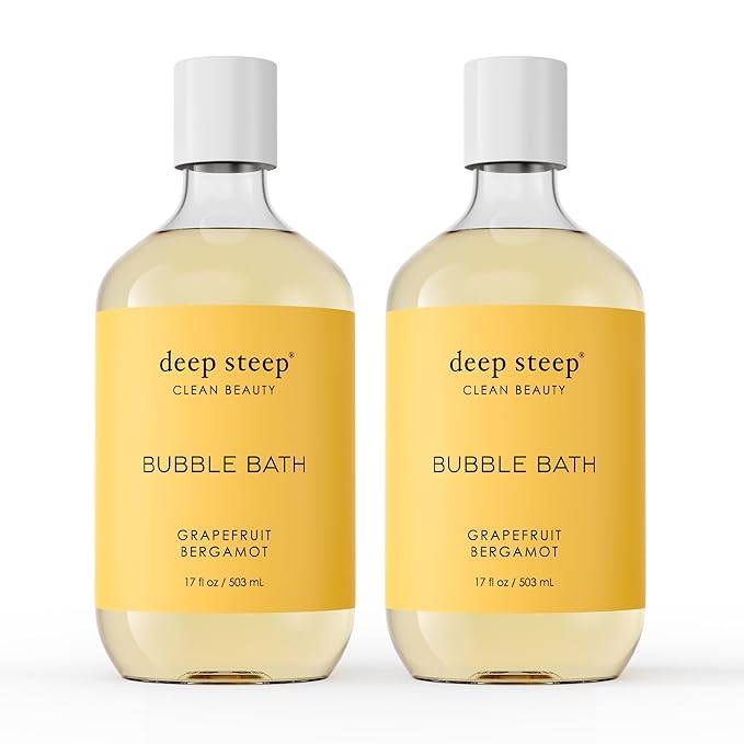Deep Steep Bubble Bath, Grapefruit Bergamot 17 oz (Pack of 2) – Hypoallergenic, Clinically Tested Soothing Soak with Shea Butter & Argan Oil – Sulfate-Free