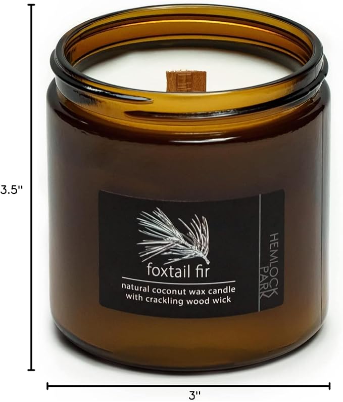 Hemlock Park Foxtail Fir Apothecary Hand-Poured Scented Candle | Crackling Wood Wick, Botanical Fragrance & Coconut Wax | Up to 90 Hour Burn Time | 16 oz