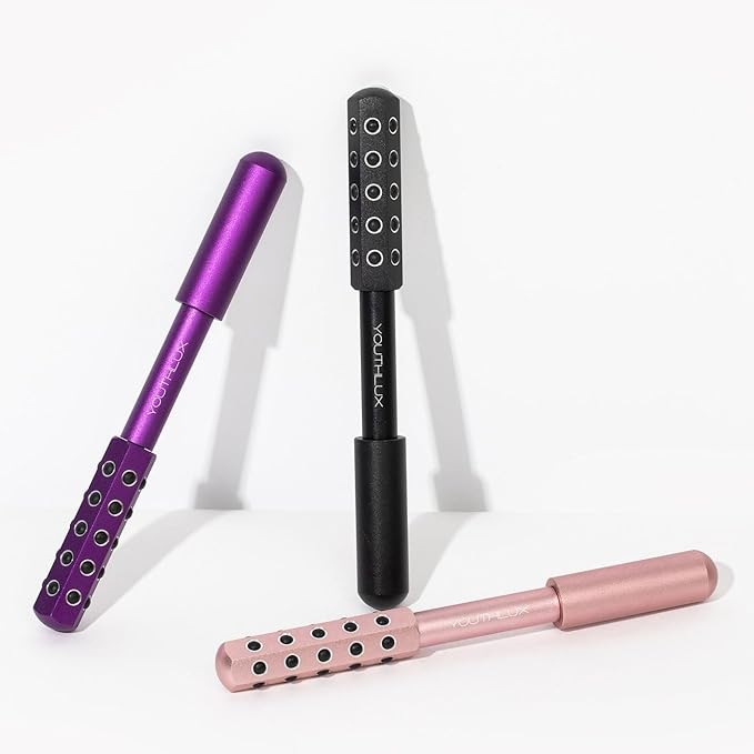 Radiance Roller – Germanium Stone Facial Massage Tool/Wand Face Roller for Lifting, Sculpting, De-Puffing, Glow Boost, Energizing & Cooling Effect (Black)