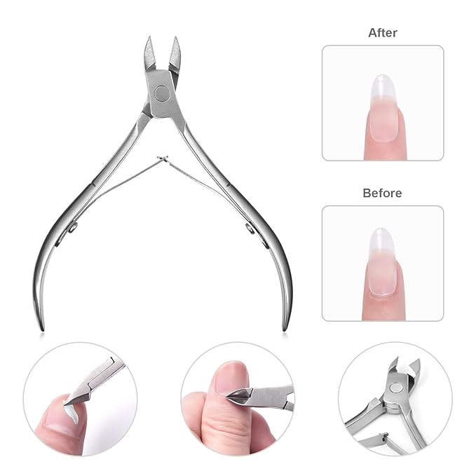 6Pcs Cuticle Clipper with Cuticle Pusher Set, Professional Stainless Steel Dead Skin Cutter, Nail Cuticle Remover Manicure Pedicure Tool Set for Fingernails and Toenails