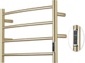 Heated Towel Racks for Bathroom, Wall Mounted Electric Towel Warmer Racks with Timer & Temperature Control,Heater for Bathroom, Brushed (Round-Brushed Gold, 4 Bars)