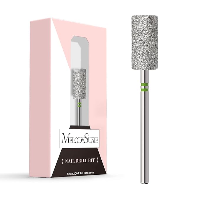MelodySusie 6.5mm Barrel Shape Cuticle Clean Nail Drill Bit 3/32'', Professional Safety Carbide Diamond Under Nail Cleaner for Cuticle Dead Skin Nail Prepare, Beginners Bits, Series Bit-S, Coarse