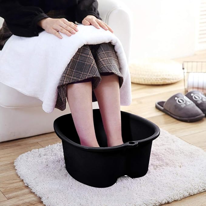 Extra-Large Foot Bath Soak Tub 2-Pack – Durable Massage Basins for Home Relaxation, Fits Large Feet, Non-Slip Base Black/Black