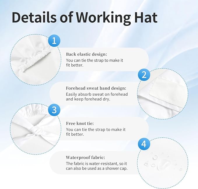 Working Cap Scrub Caps with Sweatband Adjustable Tie Back Hat Nurse Surgical Caps Unisex