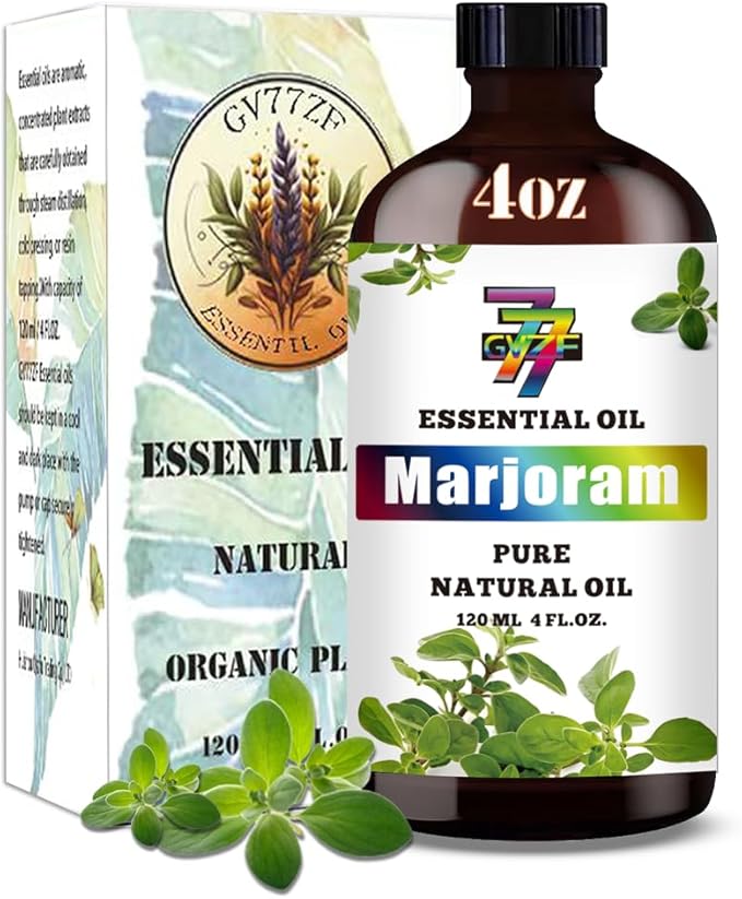 Marjoram Essential Oil - GV77ZF Marjoram Oils for Diffusers, Humidifiers, DIY Candles, Soap, Cleaning, Home, Office, Yoga, Massage, Gifts - 4 fl oz (120 ml)