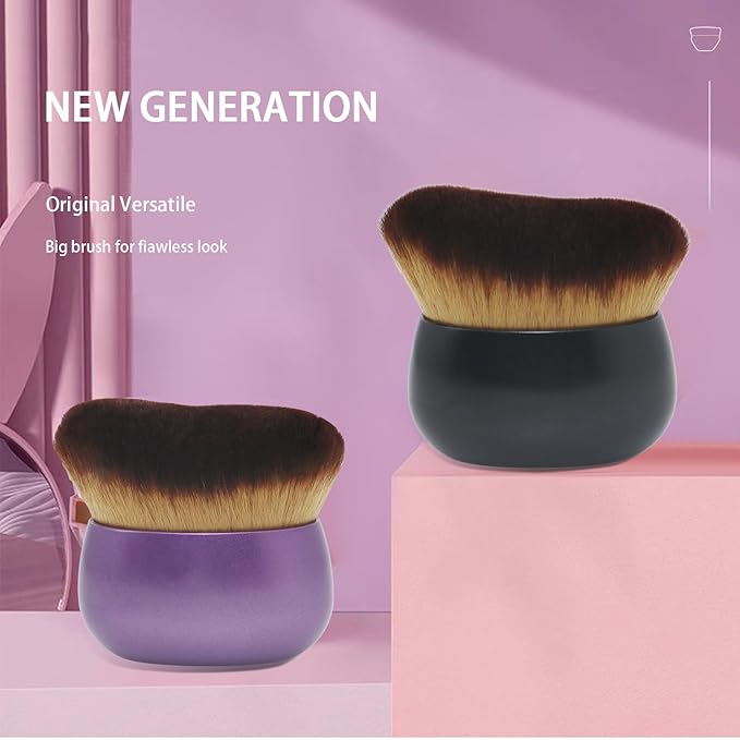 Blend & Blur Extra Large Body Makeup Brush for Self Tanner,Leg Makeup & Bronzer Self Tan Applicator, Powder, Foundation, Blusher, Bronzer，Massager for Face Gift box (Gold)