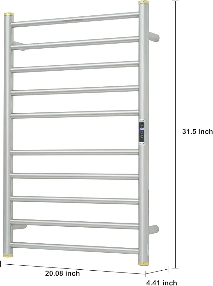 Electric Towel Warmer Rack,Heating Towel Warmer,Timer & Temperature Control,Wall-Mounted Plug-in for Bathroom,Brushed,Stainless Steel,10-Bar(31.5x20.08x4.41in)