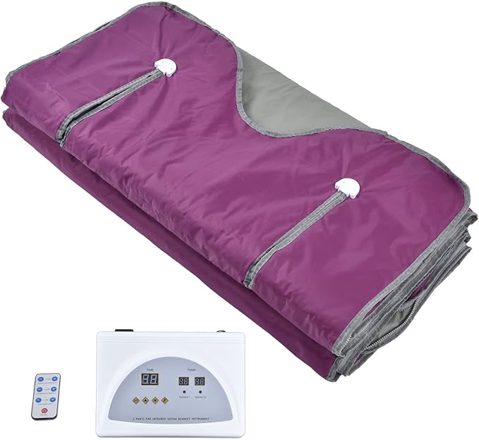 Srliya 650W Home Portable Far Infrared Sauna Blanket, Smart Zipper Reach Type with Multiple Leakage Protection, for Sweating Steaming Shaping Cold Removal (US Plug AC110V)