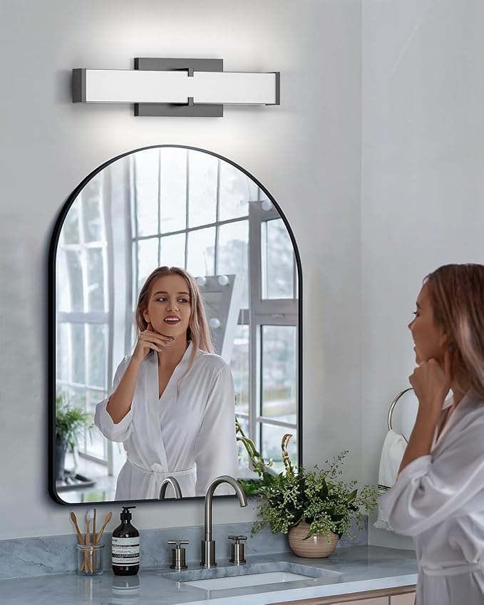 Modern Bathroom Light Fixtures Over Mirror 16 Inch(15.75"), 20W 2000 Lumen Dimmable Bathroom Vanity Light, 5CCT LED Vanity Light Bar, Black Vanity Lighting Fixtures with ETL Certified