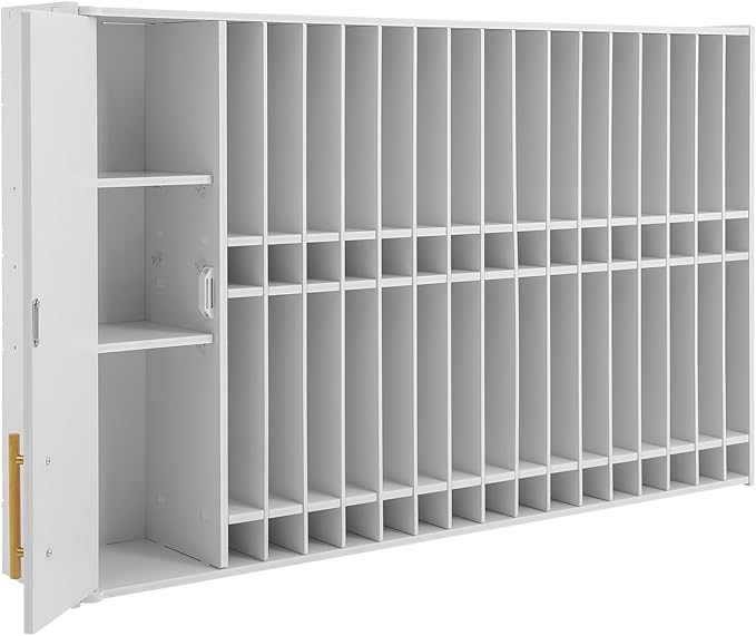 Professional Hair Color Organizer Rack, Wall Mounted Salon Storage Cabinet with Adjustable Shelves, Hair Color Hair Dye Salon Storage Cabinet for Barbershop Salon Beauty Spa, White