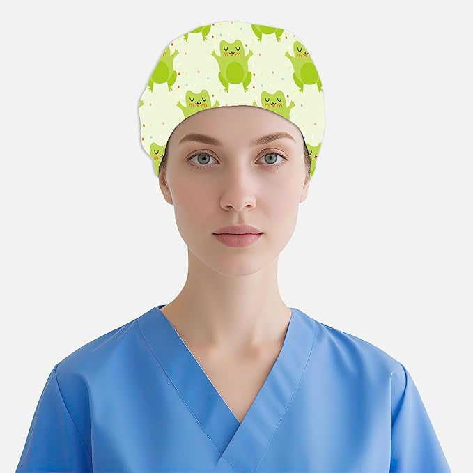 2 Pcs Working Cap with Sweatband for Women Men, Adjustable Cleaning Working Hats, Nurse Surgical Caps