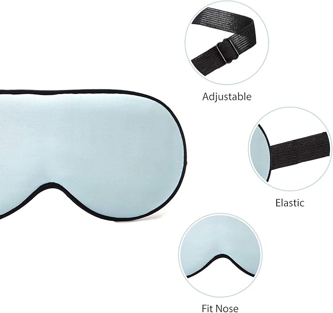 CHILDHOOD Super Soft Silk Sleep Mask for Kids with Adjustable Strap-Silk Eye Mask for Sleeping Blocking Lights (Blue & Pink)