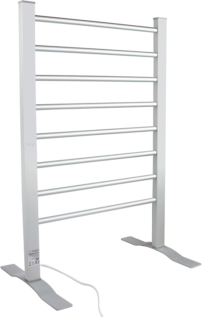 ELEGANTLIFE Fast-Heating Electric Towel Warmer for Bathroom, Heated Towel Rack with Timer & Auto Shut-Off, Aluminum 8-Bar Design, Freestanding or Wall-Mounted