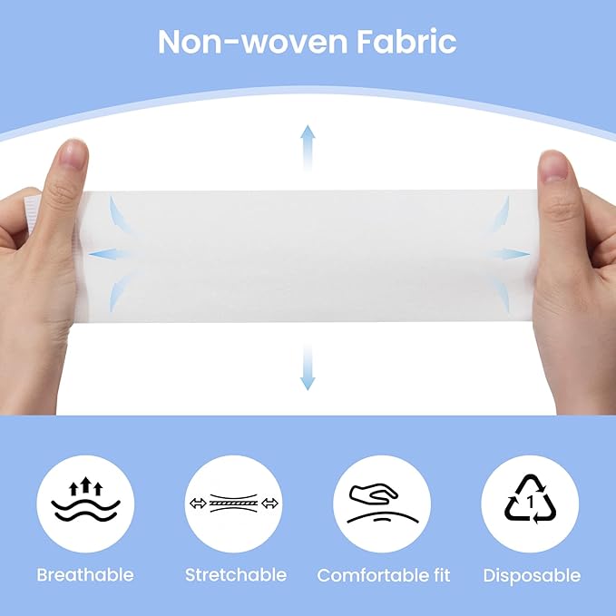UNOISETION Disposable Spa Headbands 50 Pcs, Non-Woven Fabric Stretch Headband Wrap for Women, Esthetician Supplies Facial Headband for Skincare Makeup Sport Yoga Shower