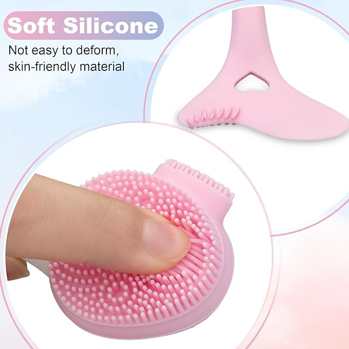 4PCS 2 in 1 Double-Sided Facial Cleansing Brush, Silicone Face Scrubber Exfoliator, Gentle Face Mask Brush, Pore Cleaning Brush for Exfoliating, Removing Blackheads, Makeup Skincare Removal