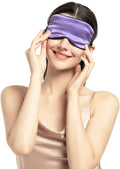 100% Mulberry Silk Sleep Mask Blackout, Cute Natural Sleeping Mask with Adjustable Elastic Strap, Satin Eye Cover for Men Women Adults (Purple)