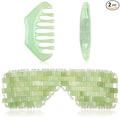 Hercicy 2 Pcs Jade Eye Mask and Hair Comb Set Green Jade Stone Eye Mask White Facial Cooling Set Guasha Scalp Comb Facial Massage Tool for Relax Alleviate Puffiness Esthetician Supply (Classic Color)