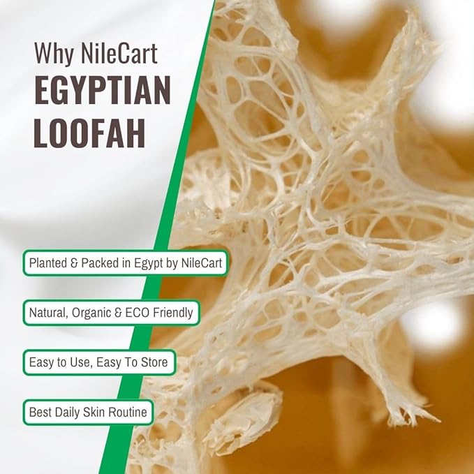 NileCart 22 Inch Egyptian Loofah Natural Luffa Sponges for Shower, Exfoliating Sponge Body Scrubber for Men Women, Natural Body Scrub Loofah, Egyptian Loofah Sponge Bath Scrubbies for Skin Care