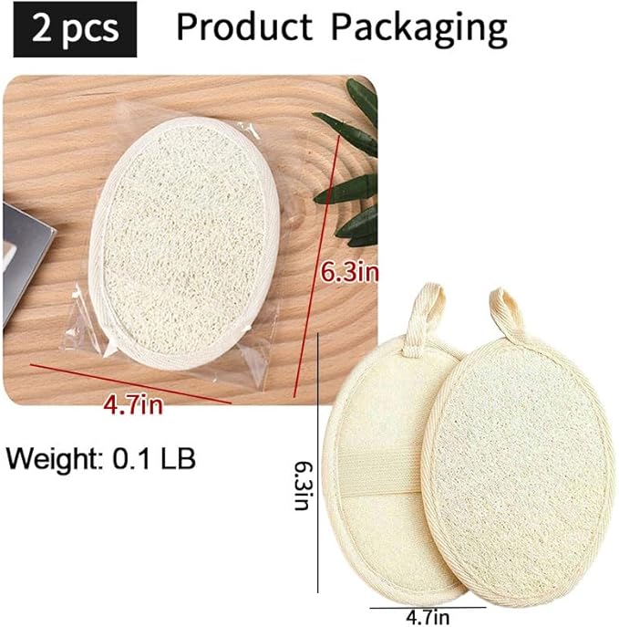 Natural Loofah Loofah Sponge loofahs for Travel Bath Sponge, Loofahs for Travel, Loofahs for Women and Men, Dishcloth Kitchen Cloth (2 Pack) (S)