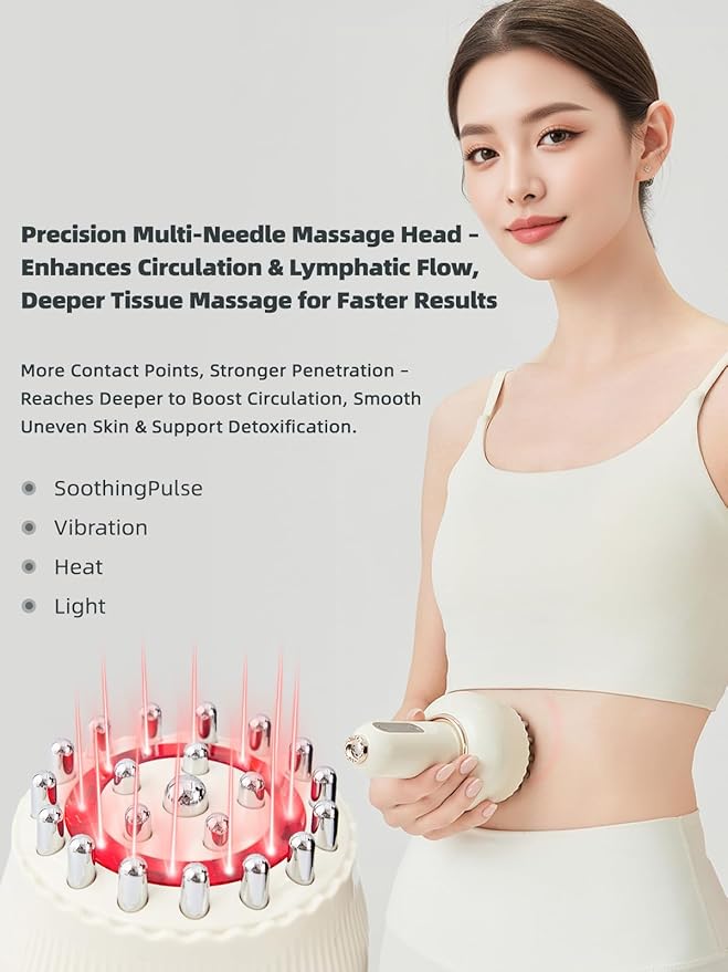 Yuonry Lymphatic Drainage Massager & Anti Cellulite Massage Tool, Helps Reduce Stretch Marks & Cellulite, for Legs, Arms & Belly, Body Sculpting Machine with Microcurrent, Light, Heat & Vibration
