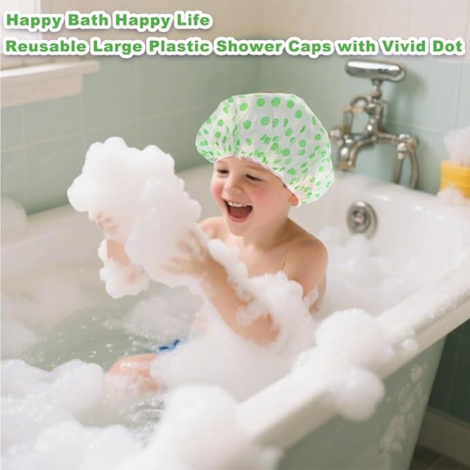 18 Pack Shower Caps for Women,Waterproof Reusable & Disposable Adjustable Bath Caps For Spa Long Hair Travel Saunas (Green)