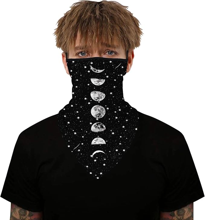 YAYOUREL Neck Gaiter Face Mask Bandanas for Men Women UV Face Scarf Cover Ear Loop Hole Facemask for Fishing Running Cycling