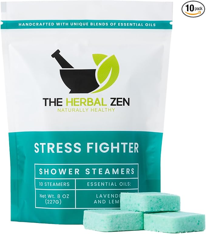 Stress Fighter Shower Steamers Aromatherapy for Relaxing - USA Made Mothers Day Gift for Mom - Lavender & Lemon Shower Bomb Tablets – Soothing Natural Essential Oils (10 Pack)