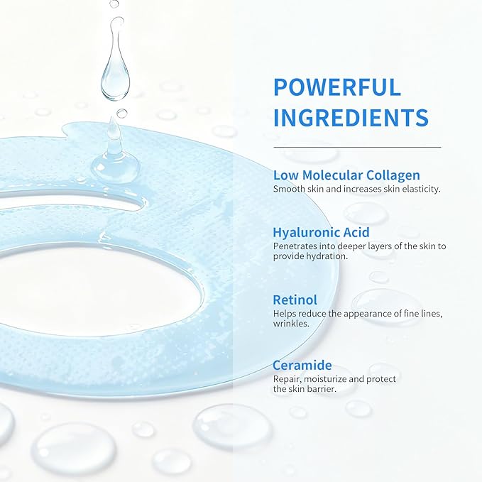 SPODARE OK Shape Eye Masks, 360° Fit Under Eye Patches with Retinol and Collagen, Firming & Hydrating Eye Mask for Wrinkles and Puffy Eyes, Self Care Gifts for Women - 6 Pairs, Happy Blue