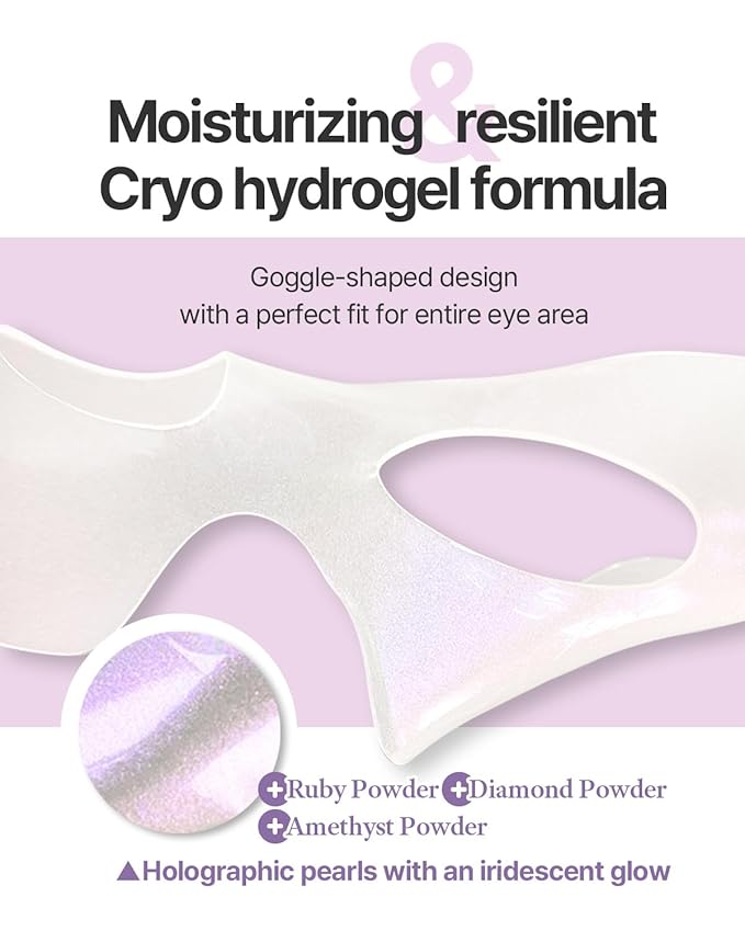 Petitfee Aura Quartz Hydrogel Eye Zone Mask 5ea (9g*5) - Lavender Mask for Entire Eye Area, Instant Cooling, Puffiness, Morning Quick Care, Rejuvenating Tired Skin, Brighter Complexion