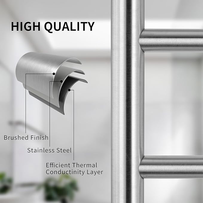 Freestanding Towel Warmer 10 Bars Plug-in Option 3 Working Modes Brushed Stainless Steel 24" W 34" H