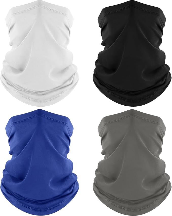ROXUN 4 Pack Neck Gaiter, Cooling Breathable Face Mask UV Protection Scarf Hiking Bandana for Men/Women