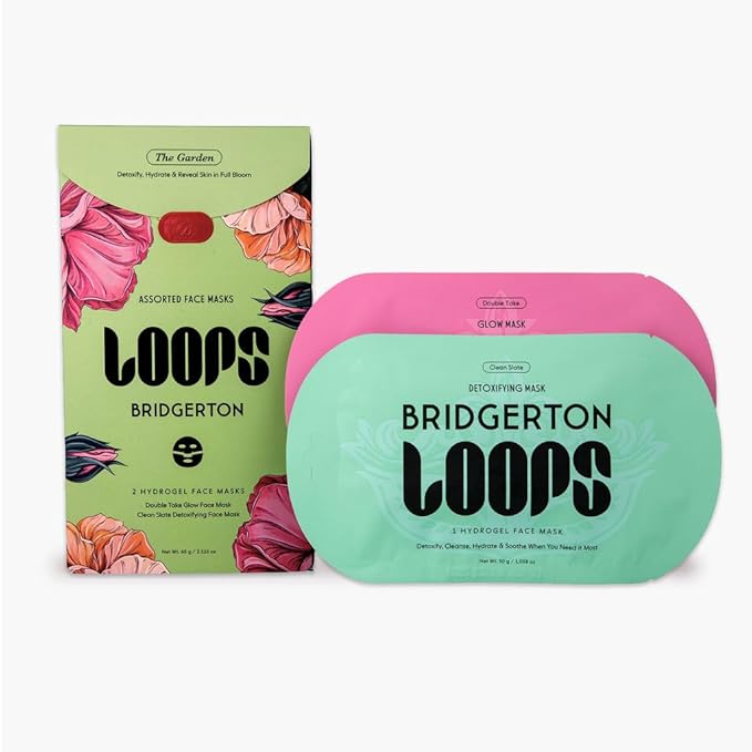 LOOPS Beauty Bridgerton™ NETFLIX In The Garden Set -The Best Korean Hydrogel Face Masks for Every Skin Moment Face Mask - 2 Hydrating Masks - Clean Slate and Double Take - All Skin Types, 2pc