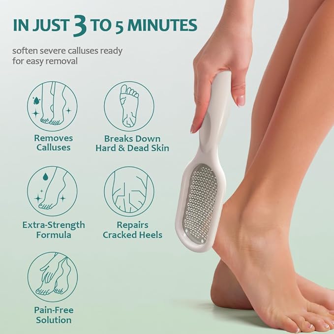 Gorgellux Callus Remover for Feet, Callus Remover Gel & Foot File Kit, Foot Callus Remover Gel Set for Dead Skin, Salon Pedicure Spa Kit, Callus Remover for Feet Gel, White