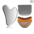 Stainless Steel Gua Sha Tool & Lymphatic Drainage Face Brush Set, Facial Massage Kit for Jawline Sculpting Puffiness Lifting Relaxation, Contour Face Brush with Storage Case for Women EDCBMB