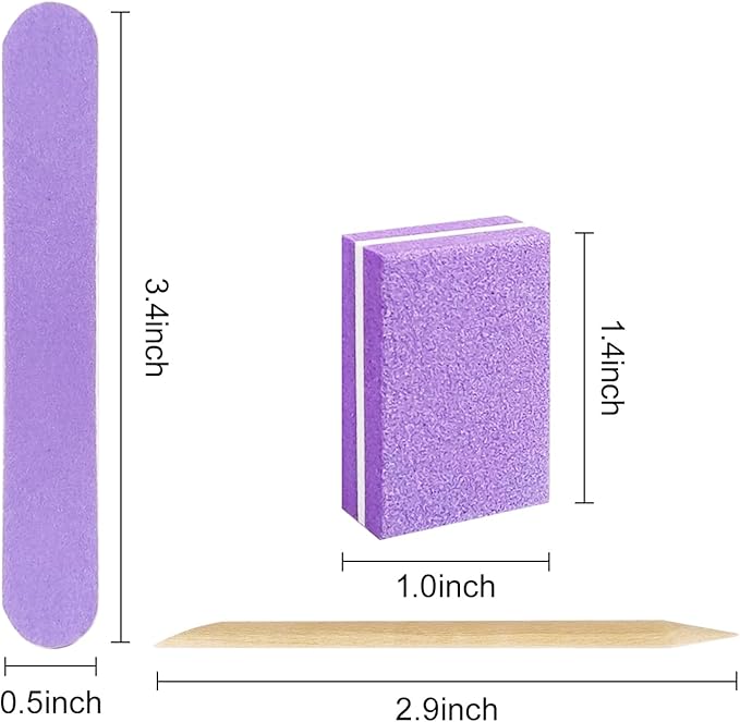 Disposable Manicure kit Individually Package, Mini Nail Buffer, Nail File, Wood Stick, Press on Nail Tool Kit for Salon Home (Purple, Count, 40, 80/100 Grit)