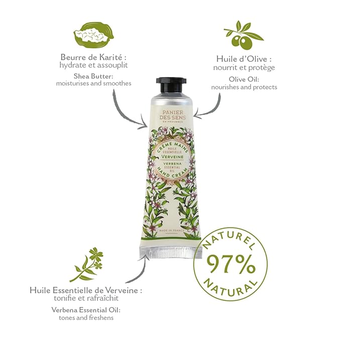 Panier des Sens - Mini Hand Cream Set - Gifts for Women - Rose, Lavender, Verbena Natural Hand Cream - Mothers Day Gift Ideas Made in France - 97% Natural Origin - Hand Lotion Travel Size 3 x 1 Fl Oz