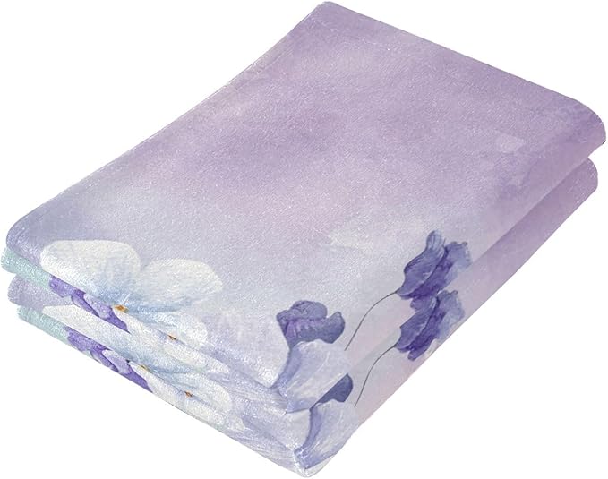 Purple White Violet Floral Hand Towels for Bathroom Set of 2,Watercolor Vintage Flower Bouquet Decorative Bathroom Towels for Bath,Face,Hair,Soft Absorbent Dish Towels for Kitchen 28"x14"