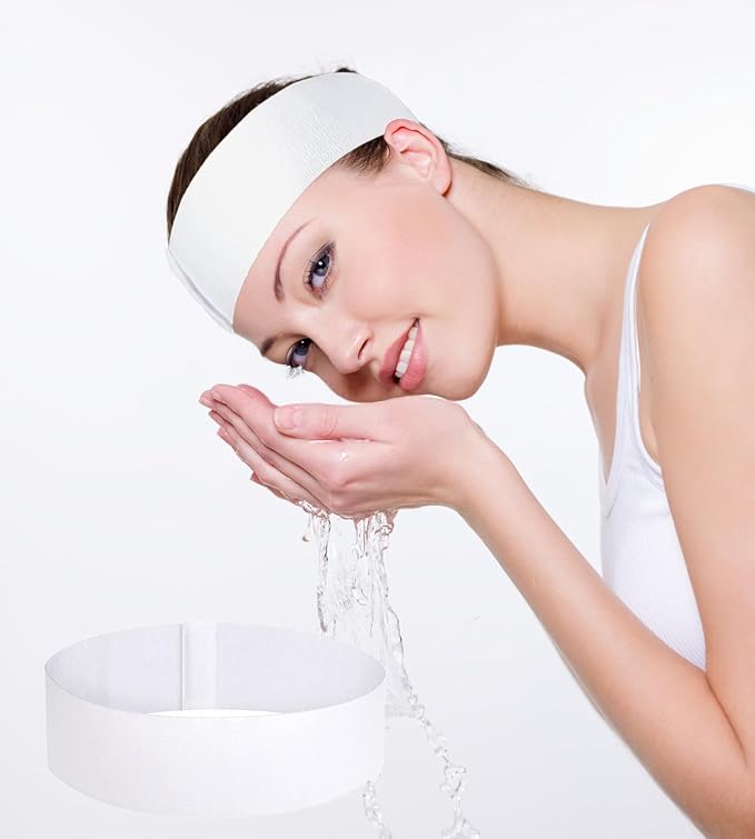 Disposable Facial Spa Headbands Elastic Hair Wrap with Closure Box of 50