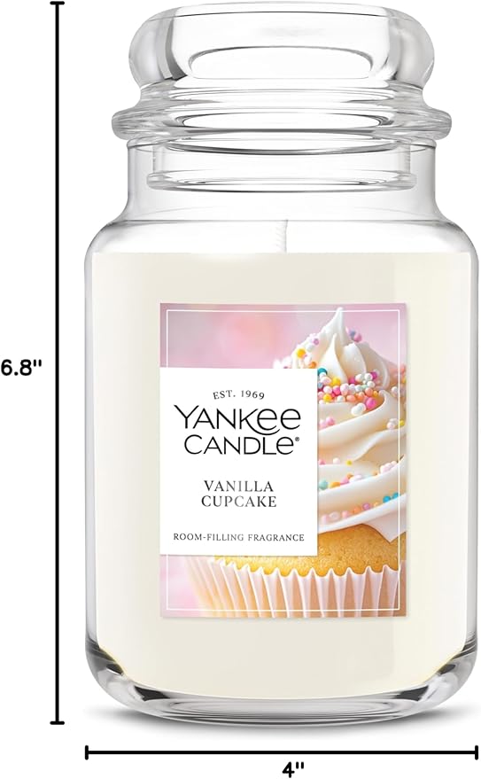 Yankee Candle Vanilla Cupcake, Scented Candle, 22oz Large Jar with up to 150 Hour Burn Time, Giftable, Birthdays (Pack of 4)