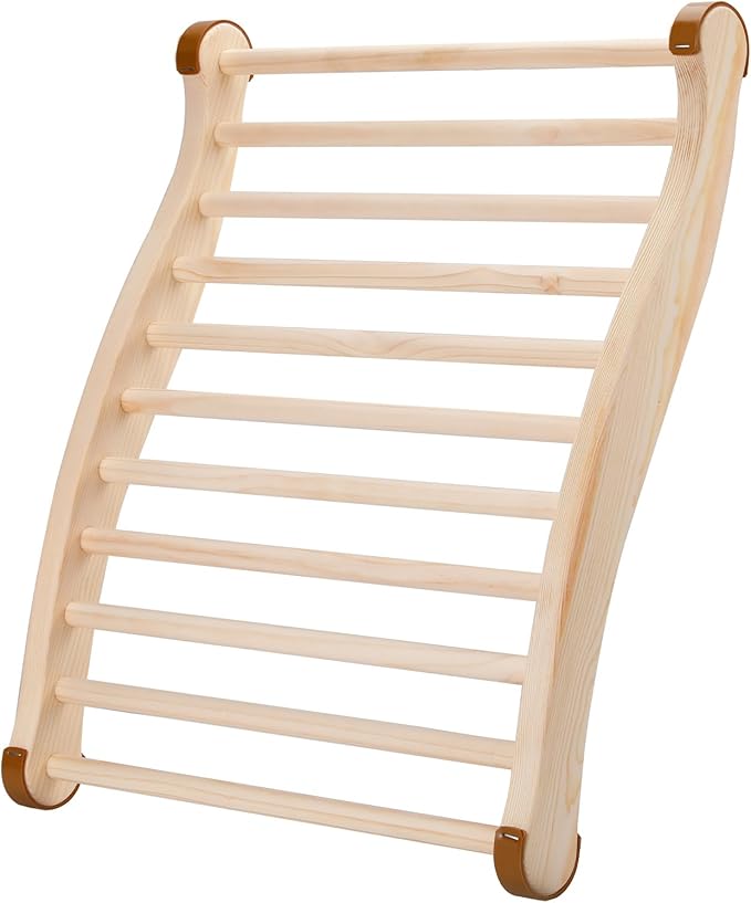 Sauna Backrest Sauna Accessories Wooden Slip-Resistant Non-Toxic Comfortable S-Shape Design Sauna Chair with Back, Sauna Accessories for Any Barrel or Infrared Sauna