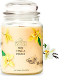 Pure Vanilla Scented Candle 22oz – 80-85 Hour Burn Time, Wooden Wick, Large Glass Jar with Lid, Warm Cozy Fragrance for Home Relaxation & Gift by Spotless Leopard