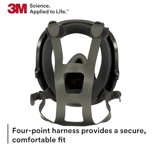 3M Full Facepiece Reusable Respirator 6800, NIOSH, Large Lens, ANSI High Impact Eye Protection, Silicone Face Seal, Four-Point Harness, Comfortable Fit, Painting, Dust, Chemicals, Medium